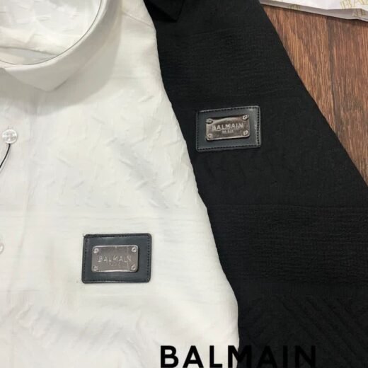 Balmain Chemise en lycra à logo métallisé pour homme