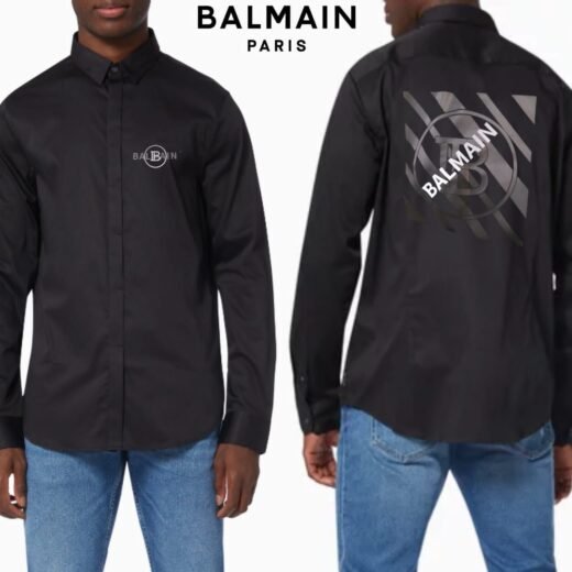 Balmain Chemise avec patch logo Big B à l'arrière