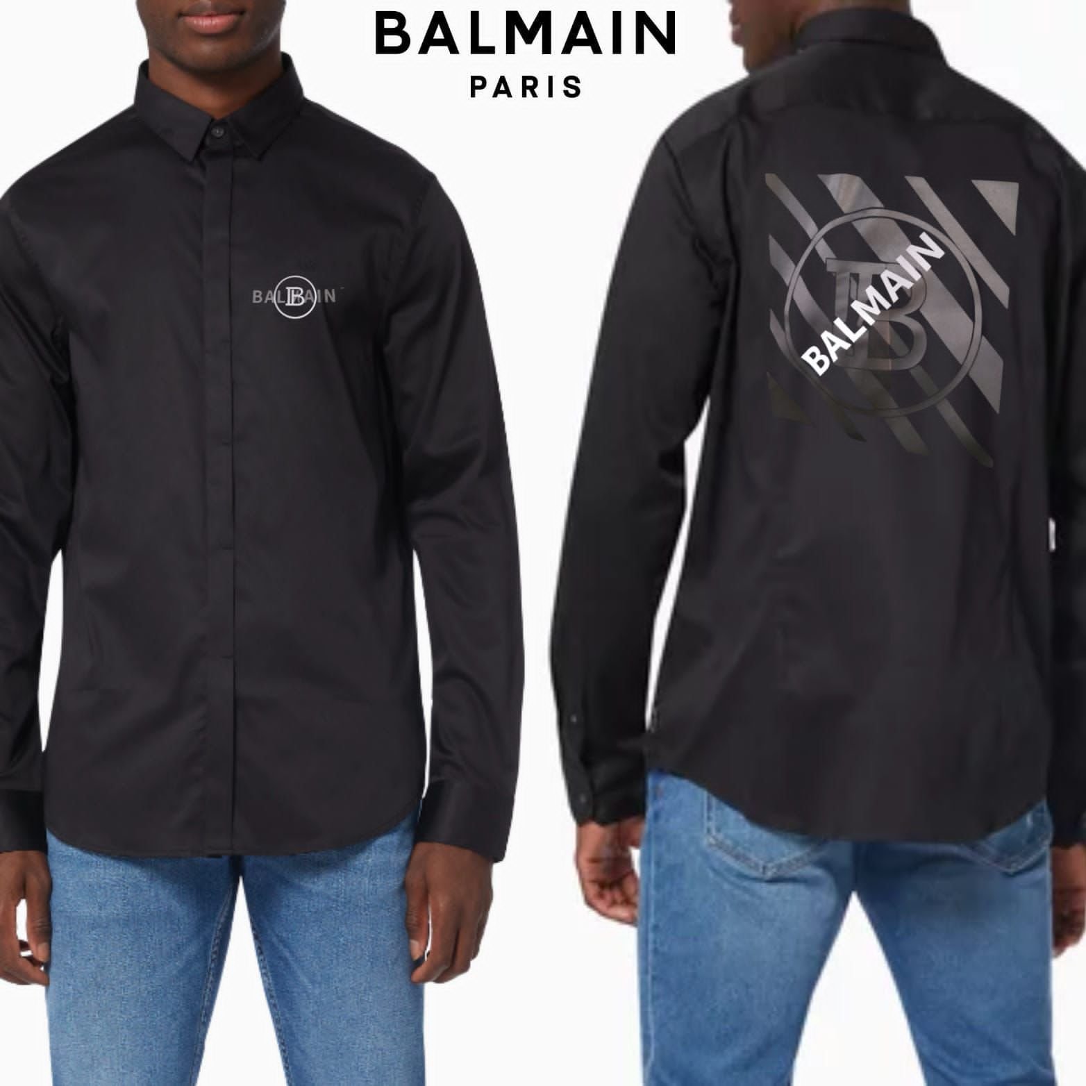 BALMAIN || Chemise avec patch logo Big B à l'arrière