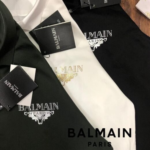 Balmain Chemise en coton à imprimé logo devant et derrière