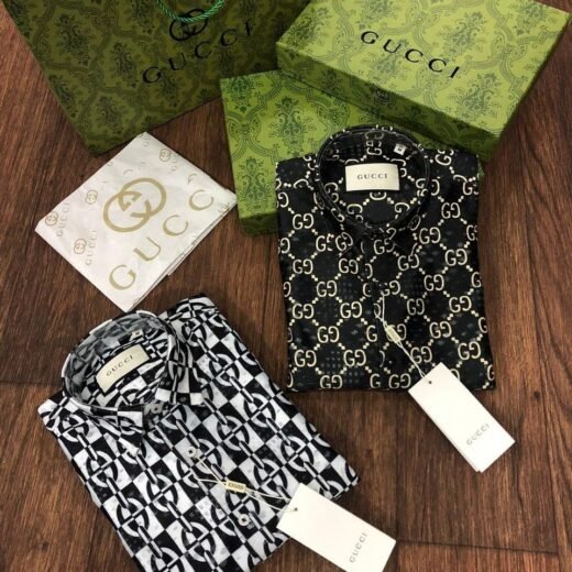 Gucci Chemise en coton stretch à imprimé géométrique
