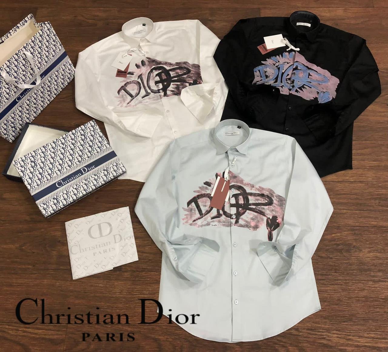 CHRISTIAN DIOR || Chemises de luxe à manches longues et imprimé graffiti style urbain