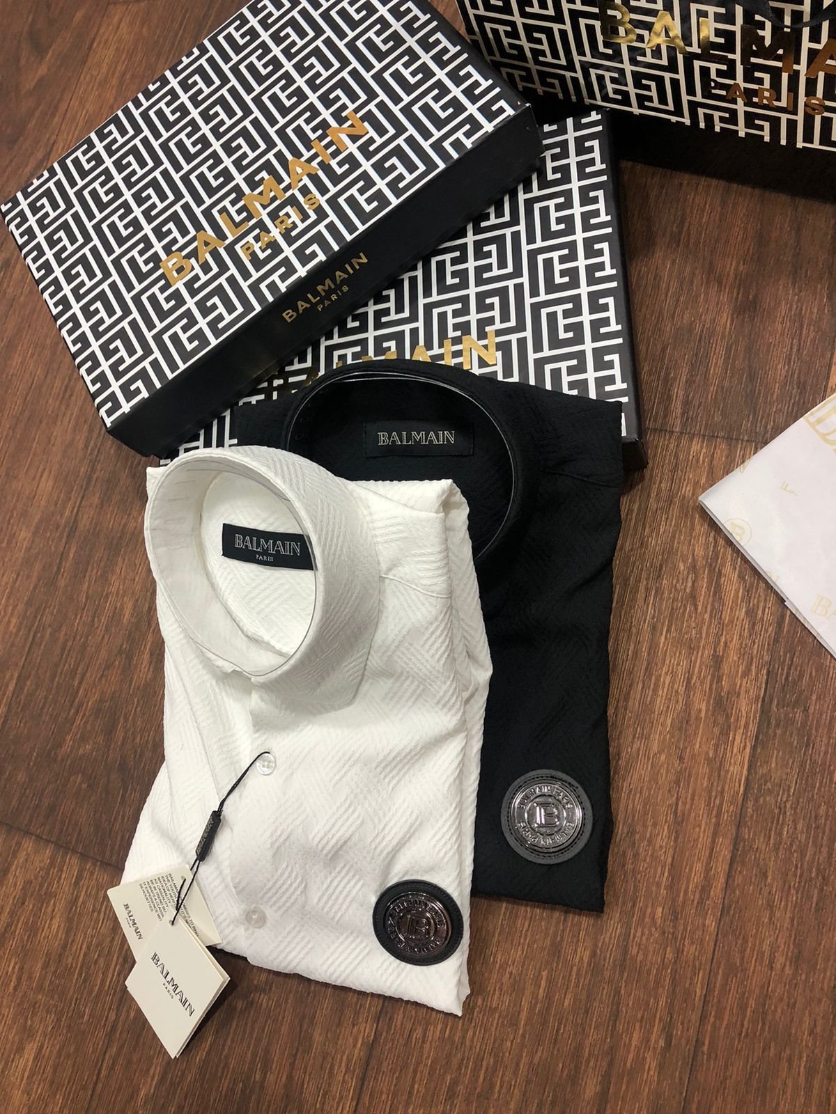 BALMAIN || Chemise en lycra avec logo B Metal Crush