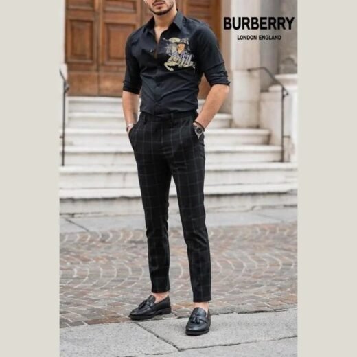 Burberry Chemises de luxe à manches longues en coton uni avec monogramme et logo