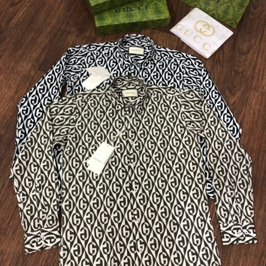 Gucci Chemise homme en toile mélangée satinée GG