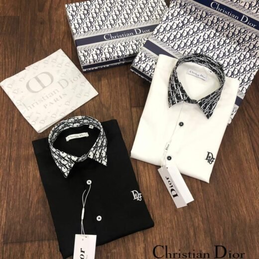 Dior Chemise à manches longues et col logo Dior à motif oblique