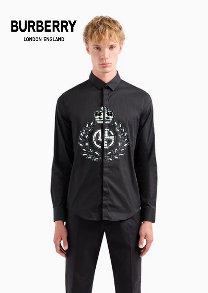 BURBERRY || Chemise coupe Martini en coton avec broderie