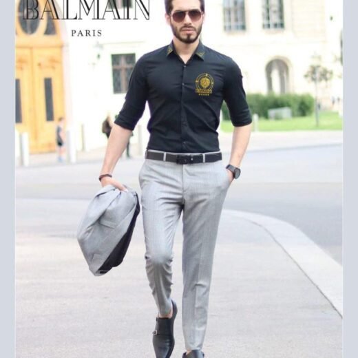 Balmain Chemise de luxe à logo lion doré en relief