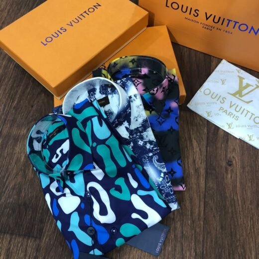 Louis Vuitton Chemise en coton à manches longues avec logo LV pour homme