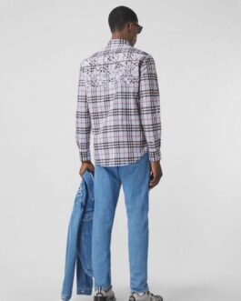 Chemise à carreaux avec logo arrière pour homme