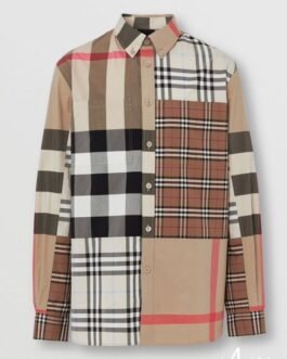 BURBERRY || Chemise à carreaux patchwork Tisford Archive Beige