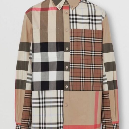 Burberry Chemise à carreaux patchwork Tisford Archive Beige