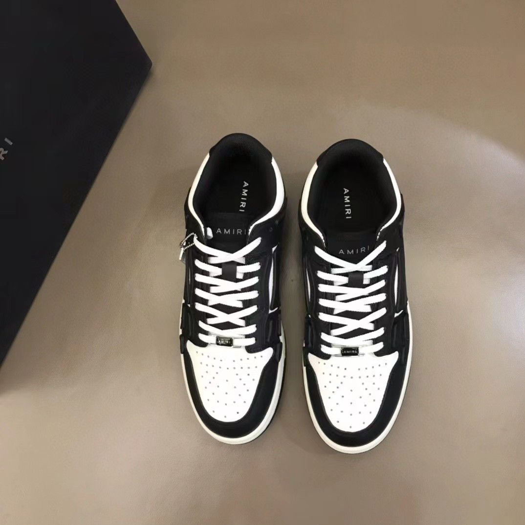 AMIRI || Baskets basses en cuir blanc et noir à motif squelette
