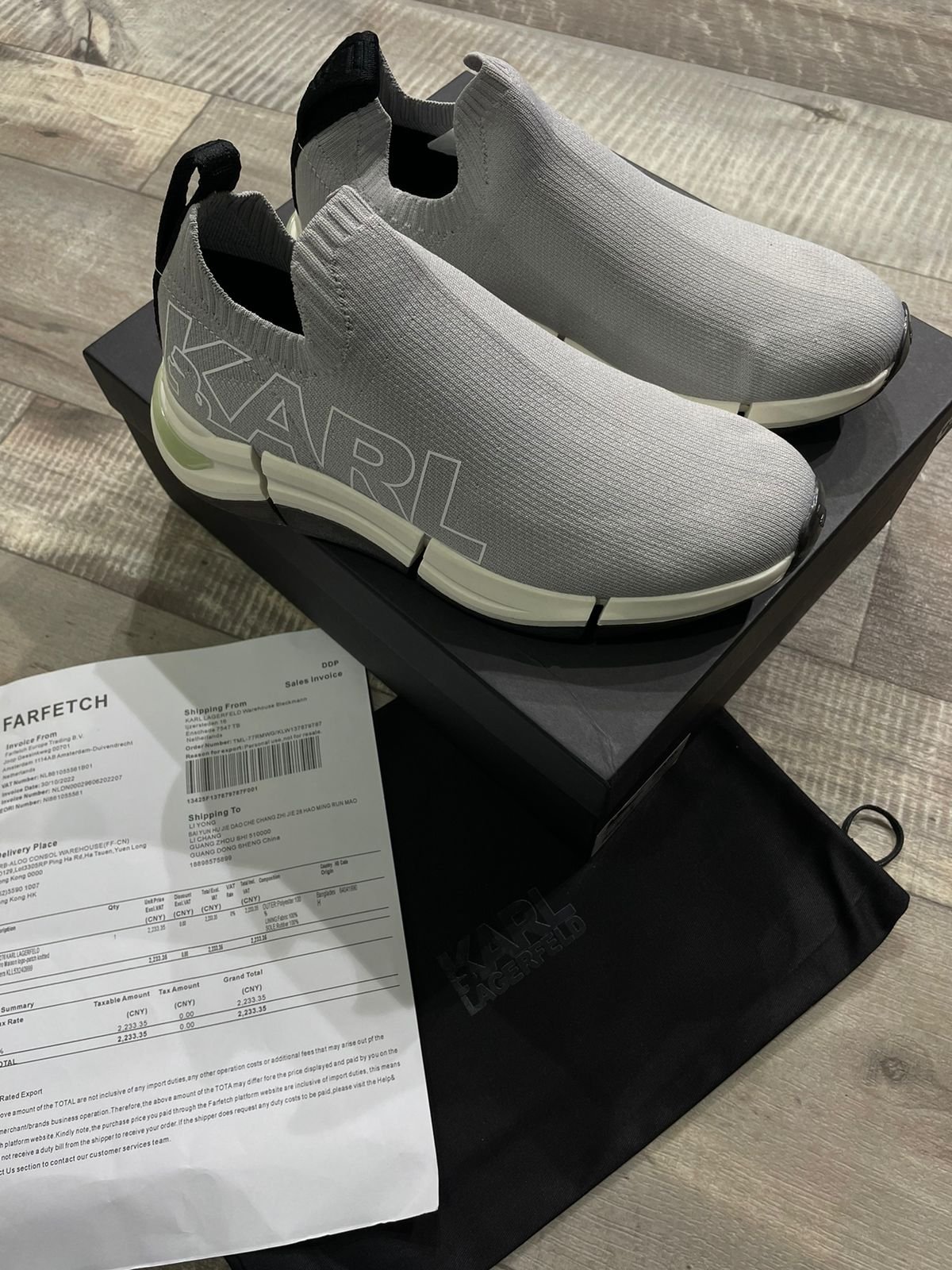 KARL LAGERFELD || Baskets Quadro Karl Logo Gris Chaussette pour homme