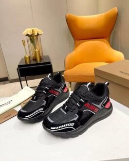 Baskets basses en cuir et tissu