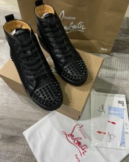 CHRISTIAN LOUBOUTIN || Baskets montantes Lou Spikes Orlato en cuir clouté et mesh