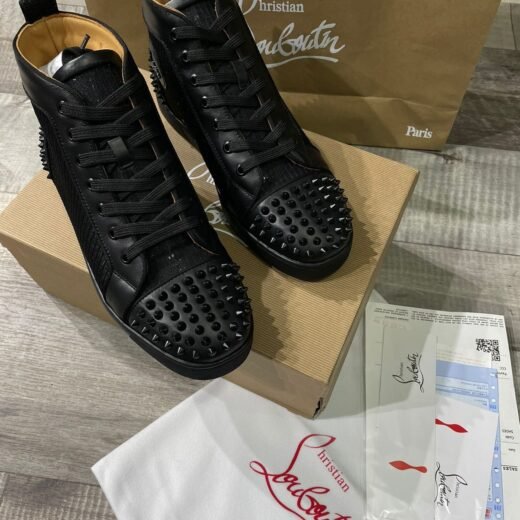Christian Louboutin Baskets montantes Lou Spikes Orlato en cuir clouté et mesh