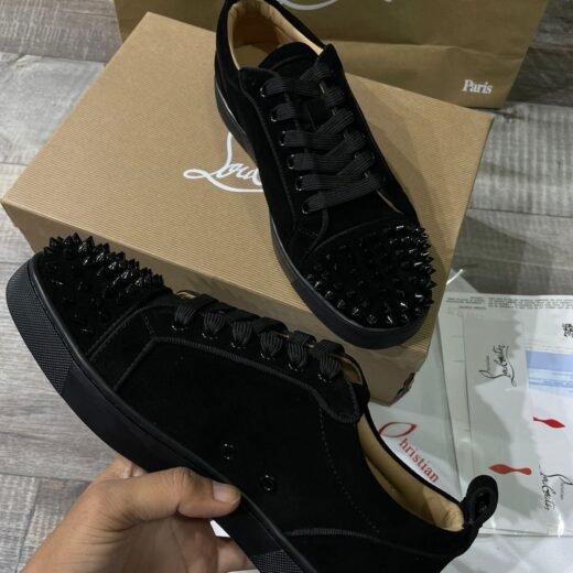 Christian Louboutin Baskets Lou Spikes Orlato en cuir et maille cloutée
