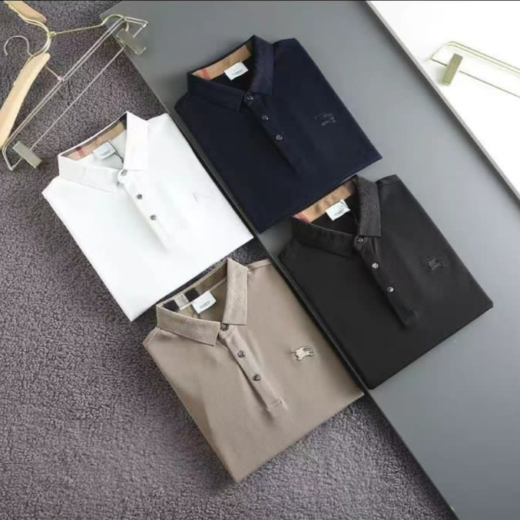 Burberry T-shirt à manches courtes et col avec patch en caoutchouc et logo