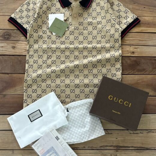 Gucci Polo en mélange de soie et de coton à logo jacquard