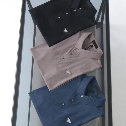 Prada T-shirt uni à col polo en coton mélangé pour homme