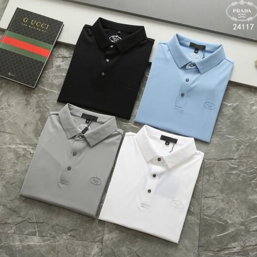 Prada Polo en piqué mercerisé à bordures à chevrons