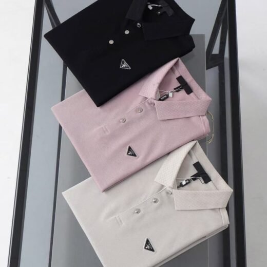 Prada Polo en piqué mercerisé avec bordure à chevrons