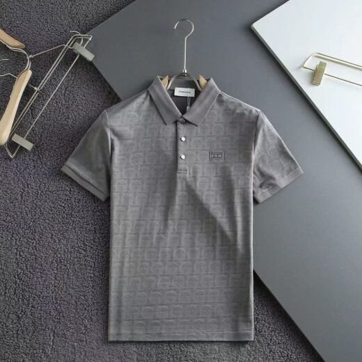 Ferragamo T-shirt polo en piqué de coton et de soie à motif logo
