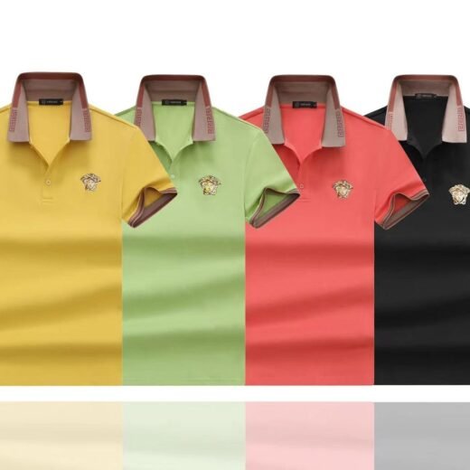 Versace Polo corail en coton texturé pour homme
