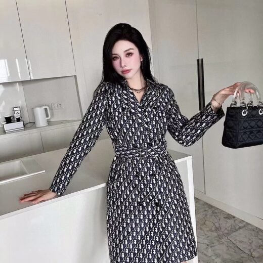 Dior MANTEAU LONG IMPRIMÉ DE MARQUE DE QUALITÉ SUPÉRIEURE