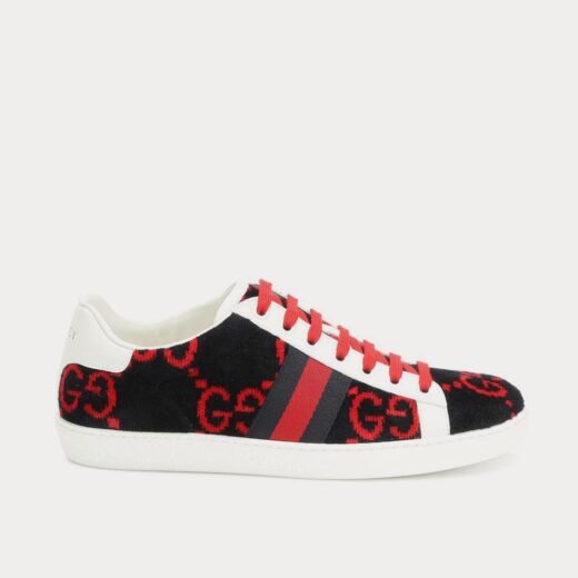 Gucci Baskets basses Ace GG en tissu éponge bleu marine – 35
