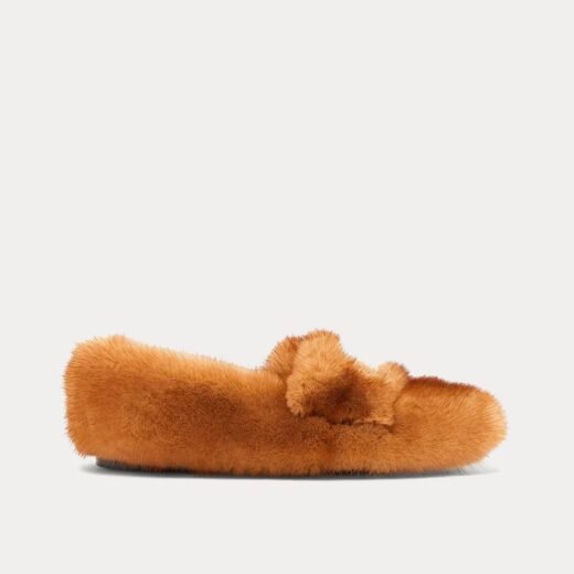 Fendi Mocassins Baguette en vison beige