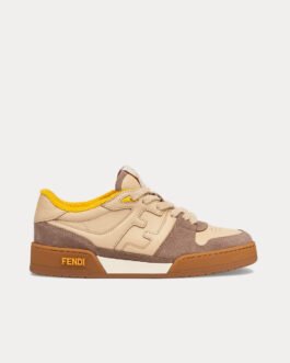 Baskets basses Fendi Match en daim beige