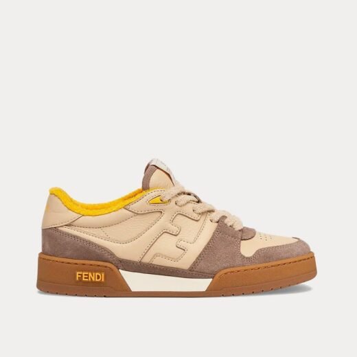 Fendi Baskets basses Match en daim beige – 35