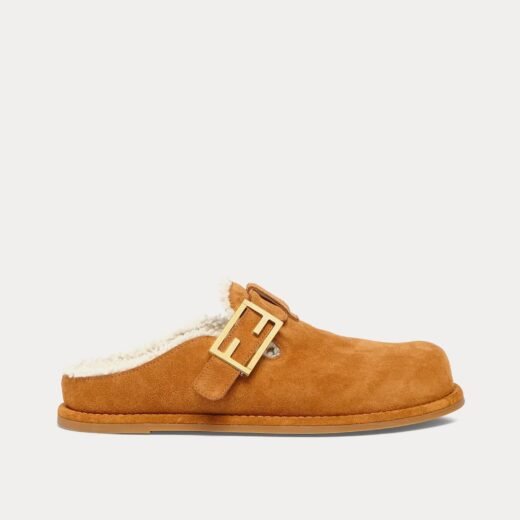 Fendi Sabots Feel en daim marron