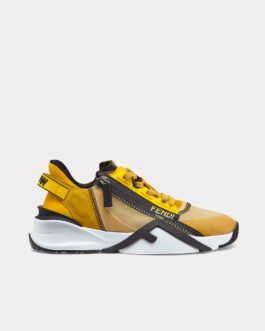 Baskets basses Fendi Flow en nylon et daim jaunes