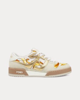 Baskets basses Fendi Match Fendace en satin blanc imprimé