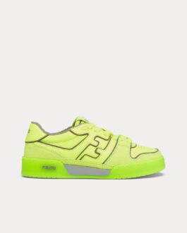 Baskets basses Fendi Match en cuir jaune fluo