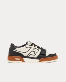 Baskets basses Fendi Match Strap en cuir noir/blanc