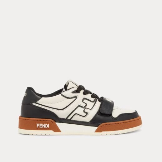 Fendi Baskets basses Match Strap en cuir noir/blanc – 35