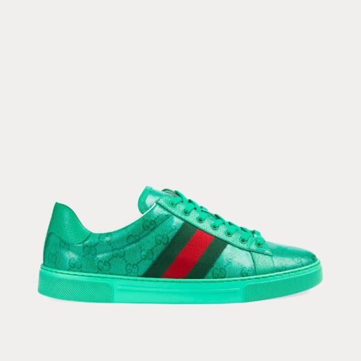 Gucci Baskets basses vertes en toile cristal Ace GG – 35