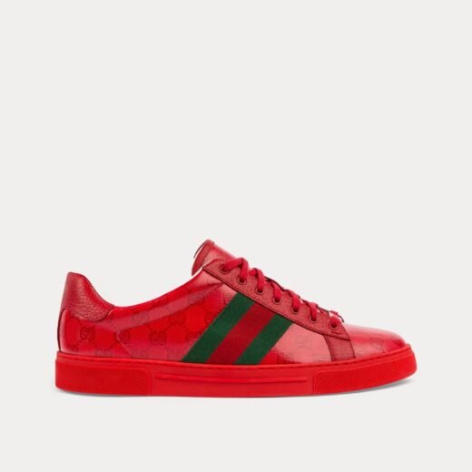 Gucci Baskets basses rouges en toile cristal Ace GG – 35