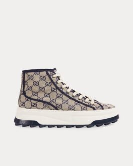 Baskets montantes Gucci GG Original en toile beige/bleu