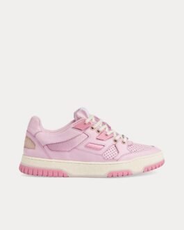 Baskets basses Gucci en cuir rose avec G entrelacés