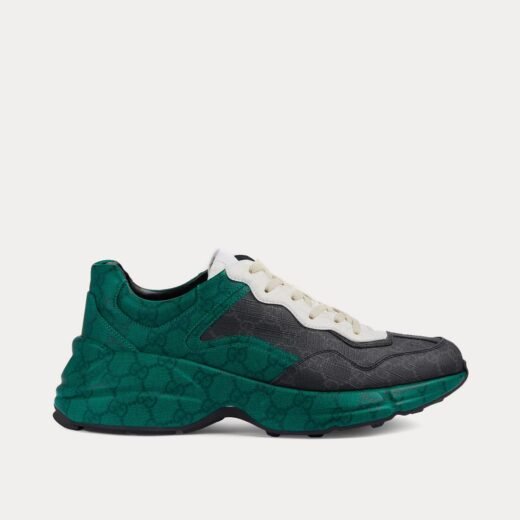Gucci Baskets basses Rhyton GG Supreme vertes et noires – 35