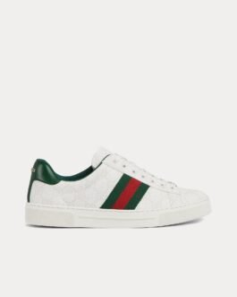 Baskets basses blanches en toile GG Ace avec bande Web de Gucci