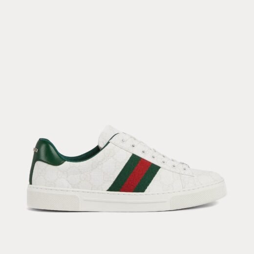Gucci Baskets basses blanches en toile GG Ace avec bande Web de – 35