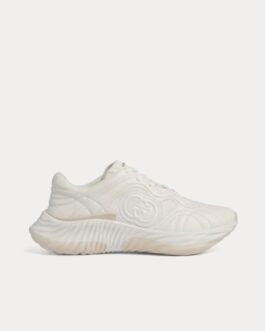 Baskets basses Gucci en cuir blanc cassé avec G entrelacés