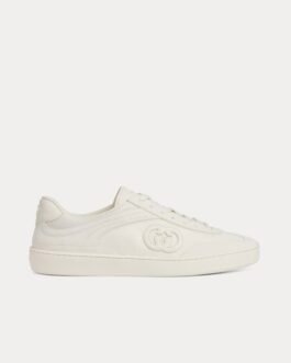 Baskets basses Gucci en daim blanc avec G entrelacés