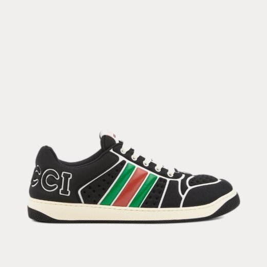 Gucci Baskets basses noires en néoprène Screener avec bande Web – 35